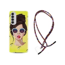 Oppo Reno 4 Pro Kılıf Rasta Boyun Askılı Lollipop Woman 1416 Siyah
