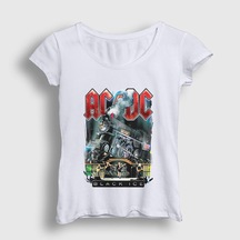 Presmono Kadın Black Ice Train Ac/dc T-shirt Beyaz
