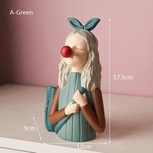 A-yeşil-yaratıcı Kabarcık Kız Kalem Tutucu Kırtasiye Reçine Karakter Heykel Modern Ev Dekor Çalışma Odası Yatak Odası Masaüstü Dekorasyon