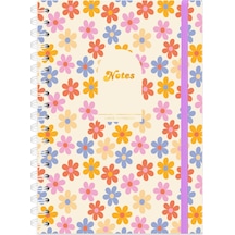 Keskin Color Limited Edition Spiralli Defter Çiçekler Mor 19x25
