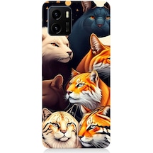 Vivo Y15s Uyumlu Renki Kedi Türleri Desenli Silikon Kılıf