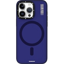 İphone 15 Pro Max Uyumlu Kılıf Magsafe Şarj Özellikli Youngkit Hidden Sand Serisi Kapak Mavi