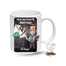 Matematik Öğretmeni Erkek Öğretmenler Günü Hediyesi İsimli Baskılı Porselen Kupa Bardak Beyaz