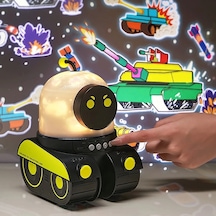 Çocuklar Için Eğitici Ve Eğlenceli Robot Temali Projektör Gece Lambasi Sarı