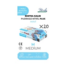 Ekstra Kalın Nitril Mavi Plus Muayene Eldiveni M - 1 Koli-20 Paket-2000'li