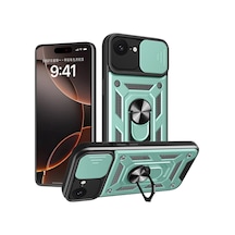 Newface - 550 - iPhone Uyumlu 16e Kılıf Pars Lens Yüzüklü Silikon - Csmo-tex - - Yeşil