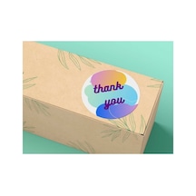 40 Adet - 4 Cm Renkli Thank You Sticker Yuvarlak Etiket Renk Cümbüşü Çok Renkli
