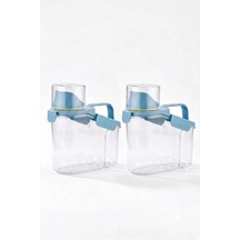Bakliyat Ve Deterjan 2'li Set Saklama Kabı - 1100 Ml - Mavi Şeffaf