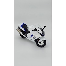 Suzuki Hayabusa 1:12 Diecast Motosiklet - Beyaz Karbon Detaylı Koleksiyon