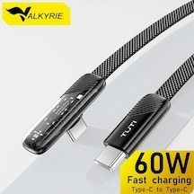 Tuti Süper Hızlı 60w Pd Type-c Şarj Ve Data Kablosu - Dayanıklı Örgülü Tasarım Vertical Yatay K Standart