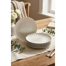 Kütahya Porselen Luz 6 Parça 21 Cm Pasta Tabağı Ekru