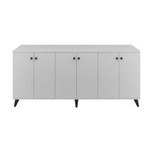 Simple Konsol 6 Raflı 6 Kapaklı 180x44x80 Beyaz Beyaz