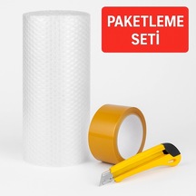 100 Cm X 25m Balonlu Naylon + Vege Koli Bandı + Maket Bıçağı Paketleme Seti