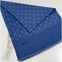 Pierre Cardin Elegans Monogram Şal-75 X 190-090700-922 İndigo Mavi İndigo Mavi