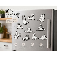Yaramaz Kedi Mıknatıs Seti, Dekoratif Buzdolabı Magneti 10'lu Paket, 3-5 Cm