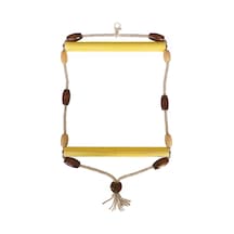 Doğal Ahşap Papağan Salıncağı Boncuklu 21 X 36 Cm
