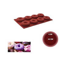 Flexmat Silikon Kek Kalıbı Donat 6' Li Silikon Kırmızı Diğer