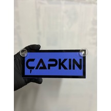 Mavi Renk Üzeri Siyah Renk Çapkın Yazılı Vantuzlu Cam Süsü
