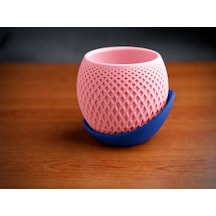 3d Baskı Küre Saksı - Kafes Dokulu İki Parçalı Dekoratif Saksı - Pembe-mavi 79373113