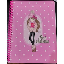 16x22 Cm Çizgisiz 80 Yaprak Telli Defter Karton Kapak 60 Gr Beyaz Sayfa Best Friends Sarısaç