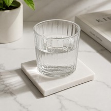 2'li Doğal Beyaz Mermer Bardak Altlığı 10x10 Cm Kaymaz Kauçuk Ayaklı Lüks Masa Altlığı Altın Ve Çok Renkli