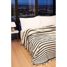Doğal Pamuk , Yumuşak , Çok Amaçlı Örtü , Koltuk Örtüsü , Tek Kişilik Pike 130 X 180 Cm - 3 - Lacivert Zebra Lacivert