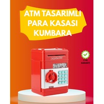 Atm Görünümlü Kırmızı Elektronik Şifreli Kumbara Mh-hs4121-7841