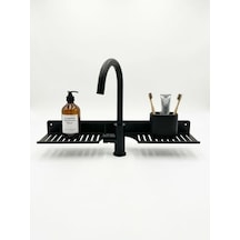 Metal Lavabo Üstü Organizer Raf, Duvara Monte İle Pratik Mutfak Düzeni Aahşap