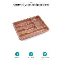 Çekmece İçi Kaşıklık - 5 Bölmeli - Ahşap Renkli Kahverengi