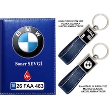 Plakanıza Özel Bmw Logolu Lacivert Ruhsat Kabı Ve Anahtarlık
