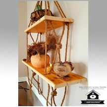 Kedikulübesi Raf - Özel - Duvar Rafı - Halatlı Raf - Kitaplık - Çiçeklik