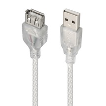 Şeffaf 1.5 Metre Usb 2.0 Uzatma Kablosu - Usb A Erkek / Dişi, 480 Mbps