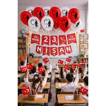 23 Nisan Dekoratif Süsü Flama Okul Süsü, Atatürklü Benner, Türk Bayrağı Pano Süsleri 2026