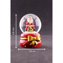 Yeni Yıl Noel Baba Temalı Kurdele Detaylı Mini Işıklı Kar Küresi