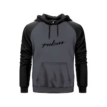 Pulsar Logo Black Gri Renk Reglan Kol Sweatshirt Kapşonlu