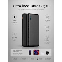 Çelikwork FP10 PD 20 W 10.000 mAh Type-C - Mikro USB Hızlı Şarj Powerbank