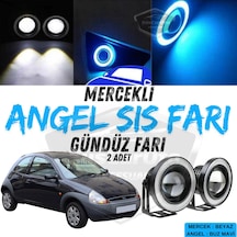 Ford Ka 1996-2008 Uyumlu Üniversal Mercekli Angel Sis Farı Metal Su Geçirmez 76 Mm Buz Mavi Ha Gündüz Farı Angel Sis Farı 57696477