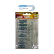 Ryuji Swim Worm 5.5cm 1.5gr Kokulu Lrf Silikon Yem 8 Adet Blue And Silver Glitter