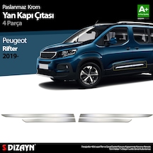 S-dizayn Peugeot Rifter Krom Yan Kapı Çıtası 4 Prç. 2019-2023