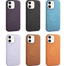 Apple Uyumlu iPhone 11 Kılıf Pu Deri Magsafe Wireless Şarj Özellikli Zore Derix Kapak