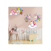 Gökkuşağı Ve Kalpler Unicornlar Duvar Sticker 70x100 Cm