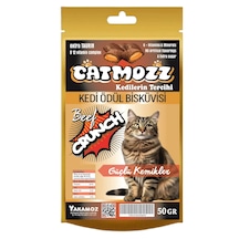 Catmozz Crunch Güçlü Kemikler Dışı Çıtır İçi Yumuşak Biftekli Kedi Ödülü 50 G