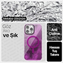 İphone 15 Plus Ve 14 Plus İçin Shinemag Serisi Magsafe İle Uyumlu Göz Alıcı Ve Şık Metalize Arka Tasarım Yüksek Kalite Materyal Premium Hybrid Kılıf Kapak Pembe, 15 Plus/14 Plus 50 x 22