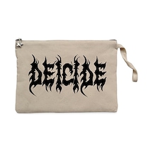 Deicide Logo Krem Clutch Astarlı Cüzdan / El Çantası Krem
