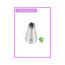 2c Kapalı Yıldız Desen Krema Duyu Büyük Boy Pasta Duyu Paslanmaz Çelik Krema Torbası Ucu 2.5x1.4x3.9 Cm Metalik Gri