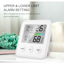 Springsun Yüksek Hassas Manyetik Termo-higrometre, Lcd Ekran, / Geçiş, 24s Max/min Kayıt, Konfor Hatırlatmalı, Beyaz