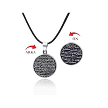 Ayet-el Kürs-i Dualı Çift Taraflı 925 Ayar Gümüş Erkek Kolye 201025699
