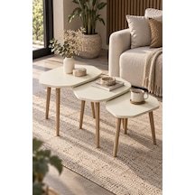 Sulorahome Ekru 3'lü Geometrik Zigon Sehpa Seti