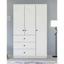 Metalia Gm 308 Ece Lüx 3 Kapı 3 Çekmeceli Düğme Kulplu Gardırop