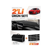 E-biz Peugeot 208 2020-2024 Uyumlu Torpido Örtüsü + Tay Tüyü Bagaj Çantası - Siyah-gri - Pe006